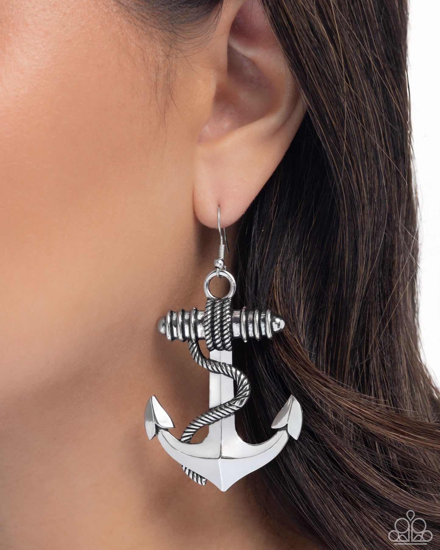 Adorable Anchor - Silver - Paparazzi Earrings