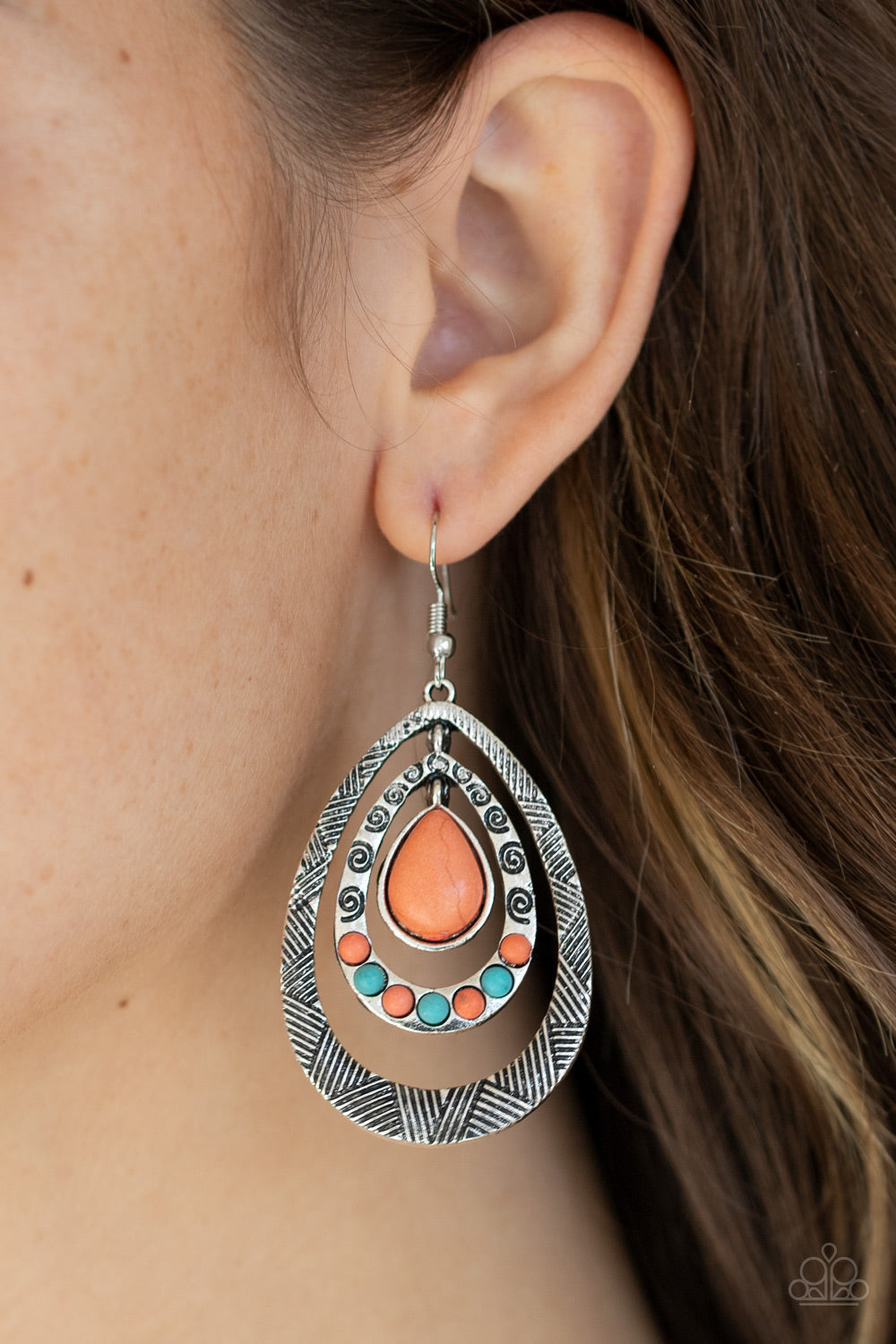 Terra Teardrops - Orange Fish Hook Earrings