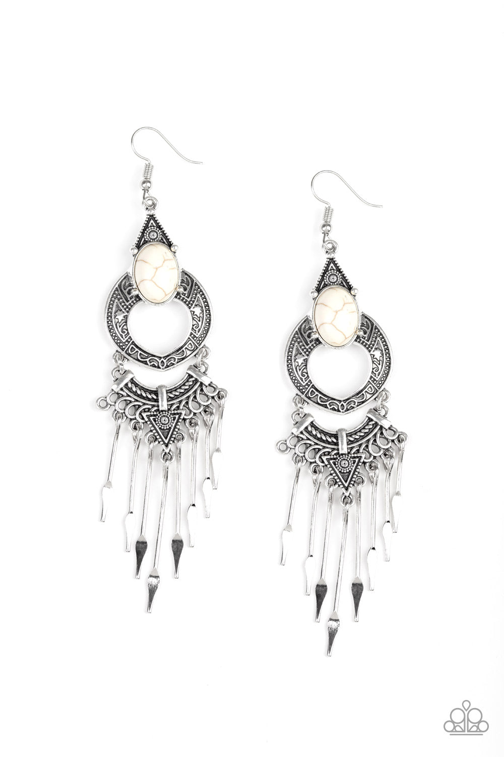 Southern Spearhead - White - Paparazzi Earrings