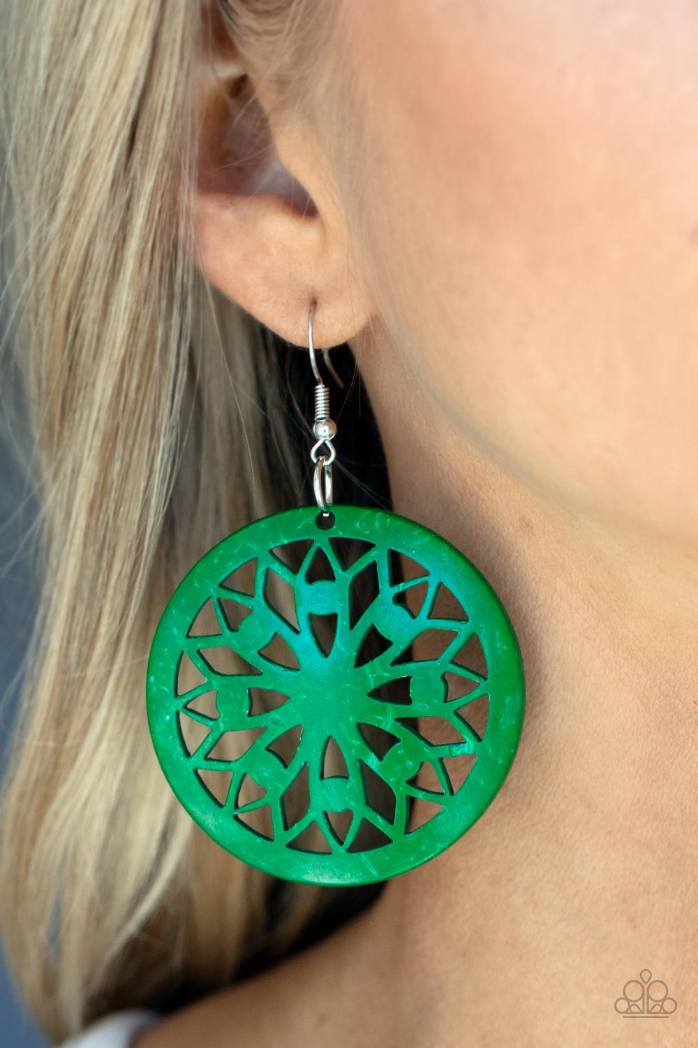 Ocean Canopy - Green - Paparazzi Earrings