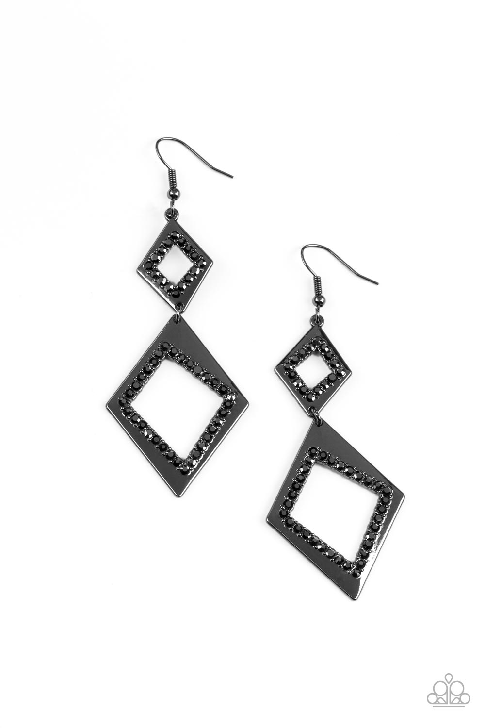 Deco Decoupage - Black - Paparazzi Earrings