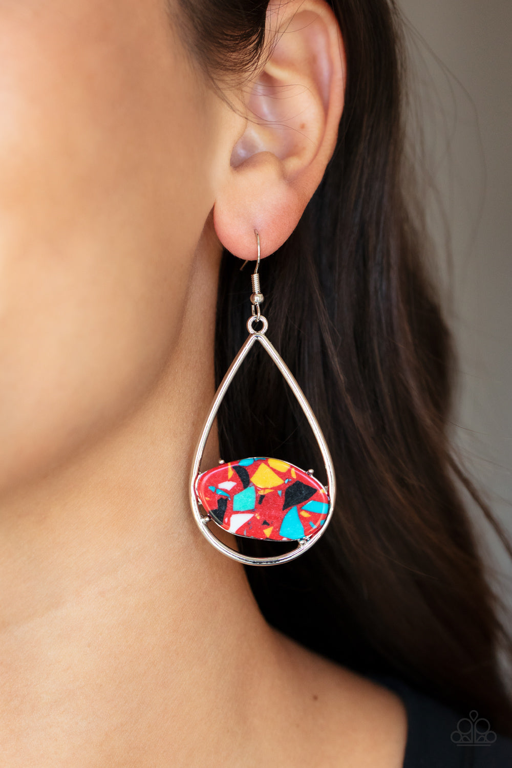 Tropical Terrazzo - Red - Paparazzi Earrings