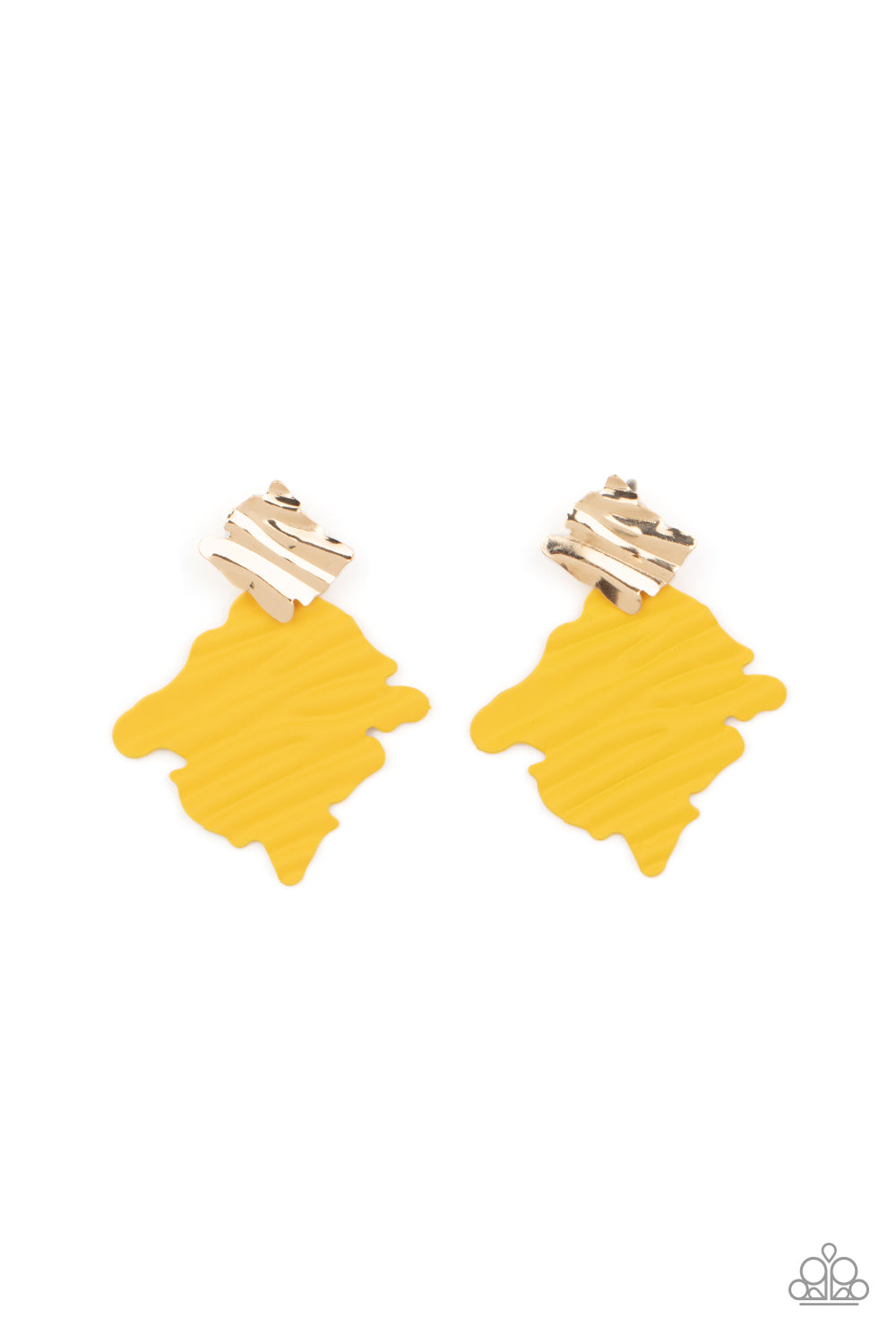 Crimped Couture - Yellow - Paparazzi Earrings