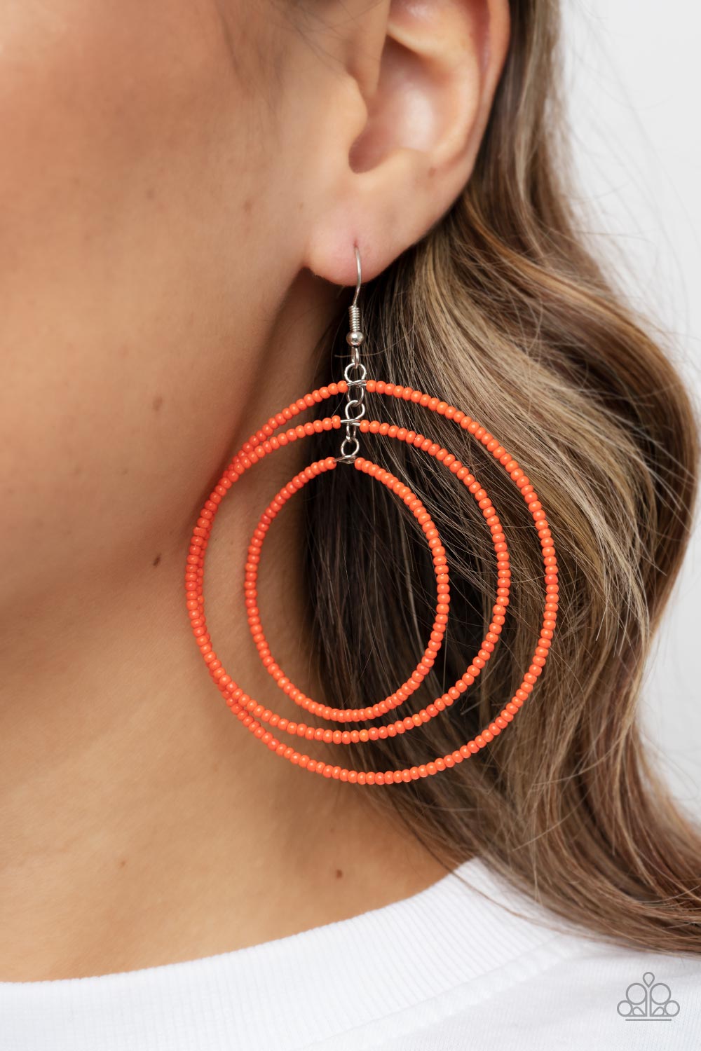 Colorfully Circulating - Orange - Paparazzi Earrings
