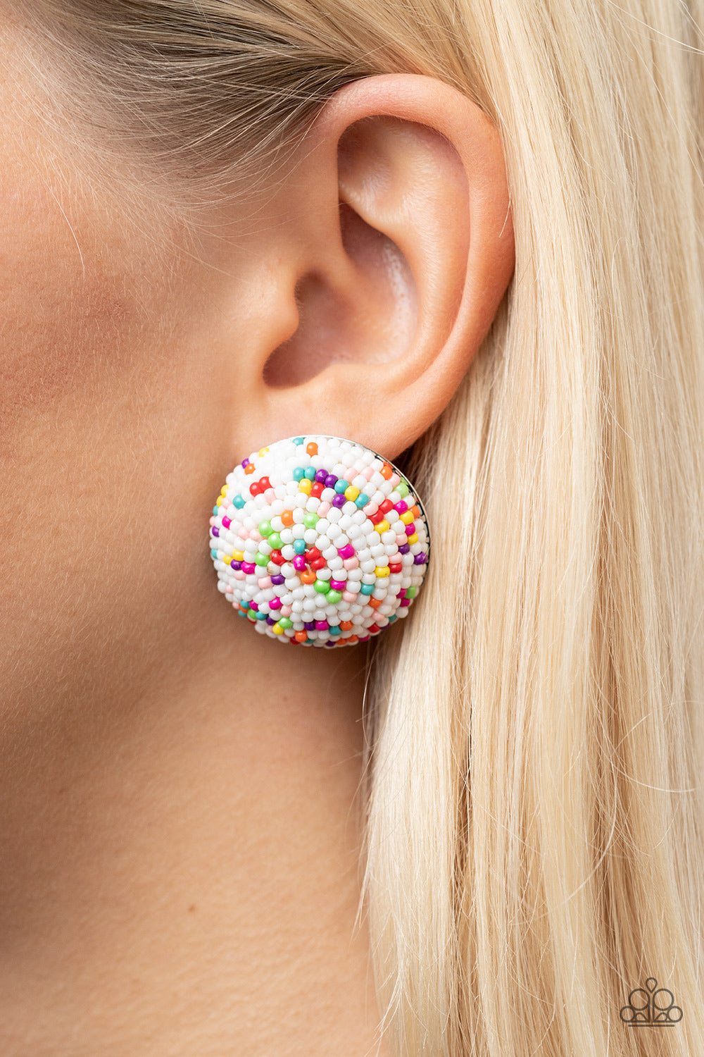 Kaleidoscope Sky - White - Paparazzi Earrings