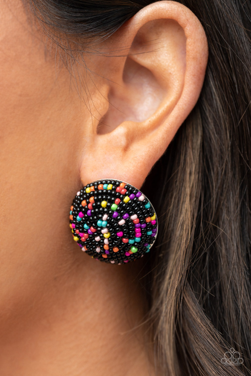 Kaleidoscope Sky - Black - Paparazzi Earrings