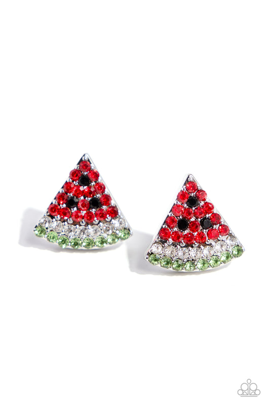 Watermelon Slice - Red Paparazzi Earrings