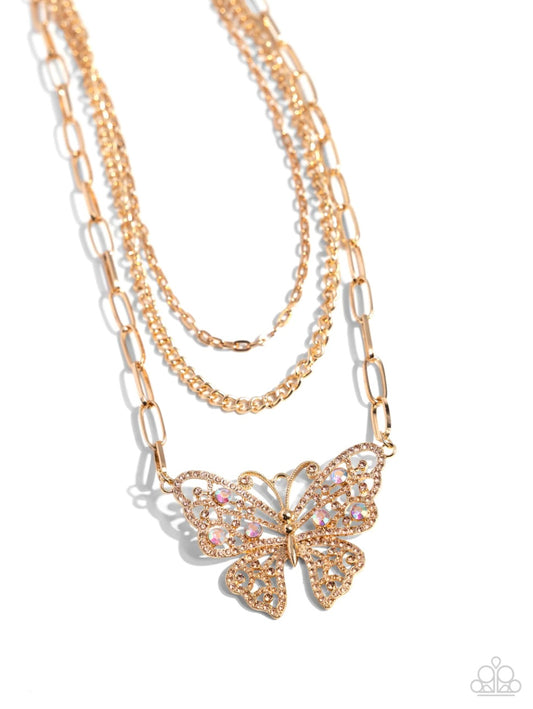 Winged Wonder - Gold Paparazzi Necklace