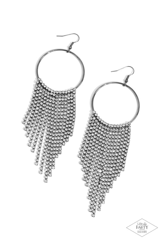 Streamlined Shimmer - Black Paparazzi Earrings (2023 Black Diamond LOP)