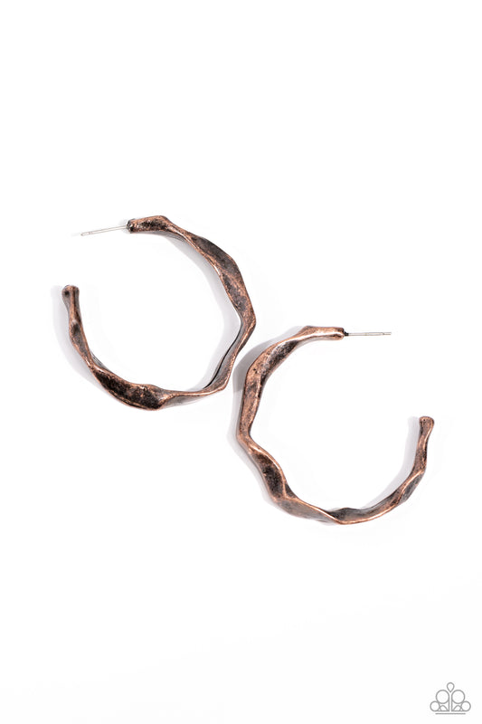 Coveted Curves - Copper - Paparazzi Earrings