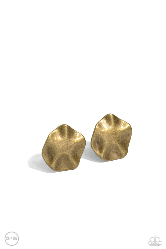 Destination Unknown - Brass - Paparazzi Earrings