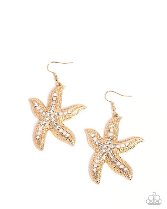 Seize the Starfish - Gold - Paparazzi Earrings