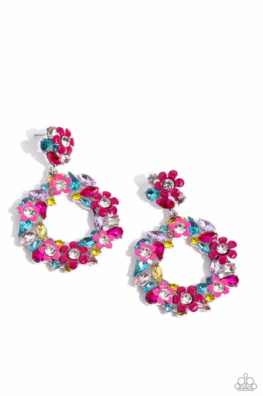 Wreathed in Wildflowers - Multi Paparazzi Earrings