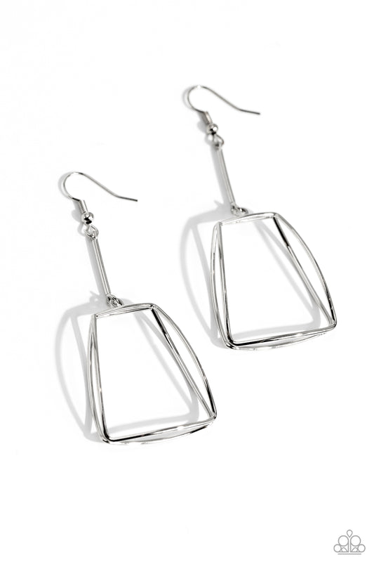 Trapezoidal Transcendence - Silver - Paparazzi Earrings