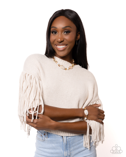 Apartment Abstract - Brown Necklace and Apartment Accent - Brown Bracelet Set