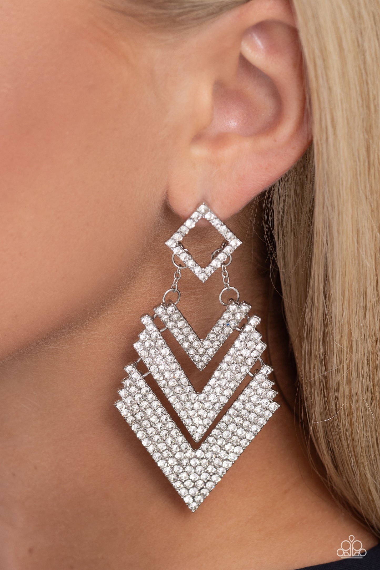 Cautious Caliber - White - Paparazzi Earrings