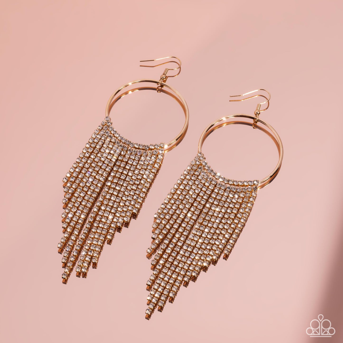 Streamlined Shimmer - Gold - Paparazzi Earrings (2023 Pink Diamond LOP)