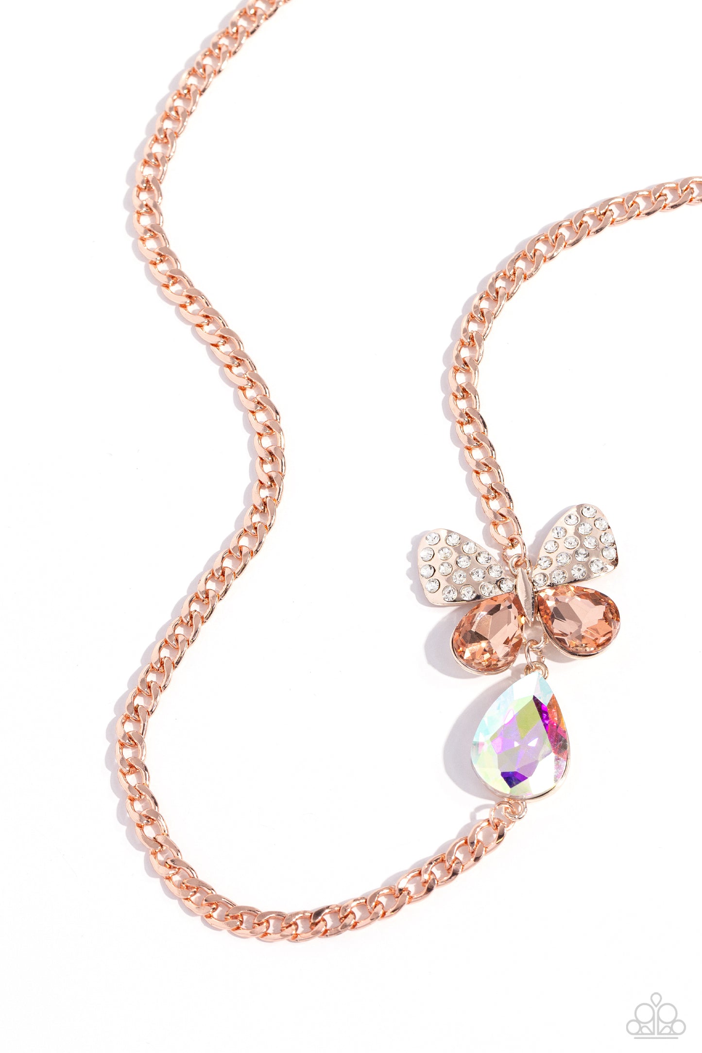 Fluttering Finesse - Rose Gold - Paparazzi Necklace