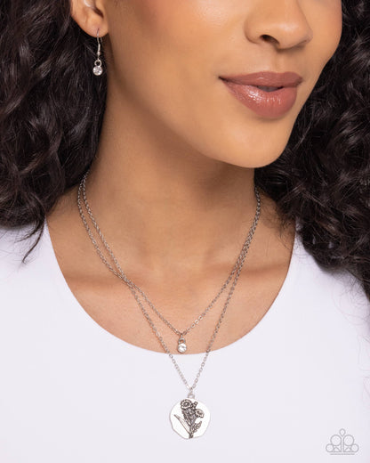 Birthstone Beauty - White Necklace and Breathtaking Birthstone White Post Earrings (April)