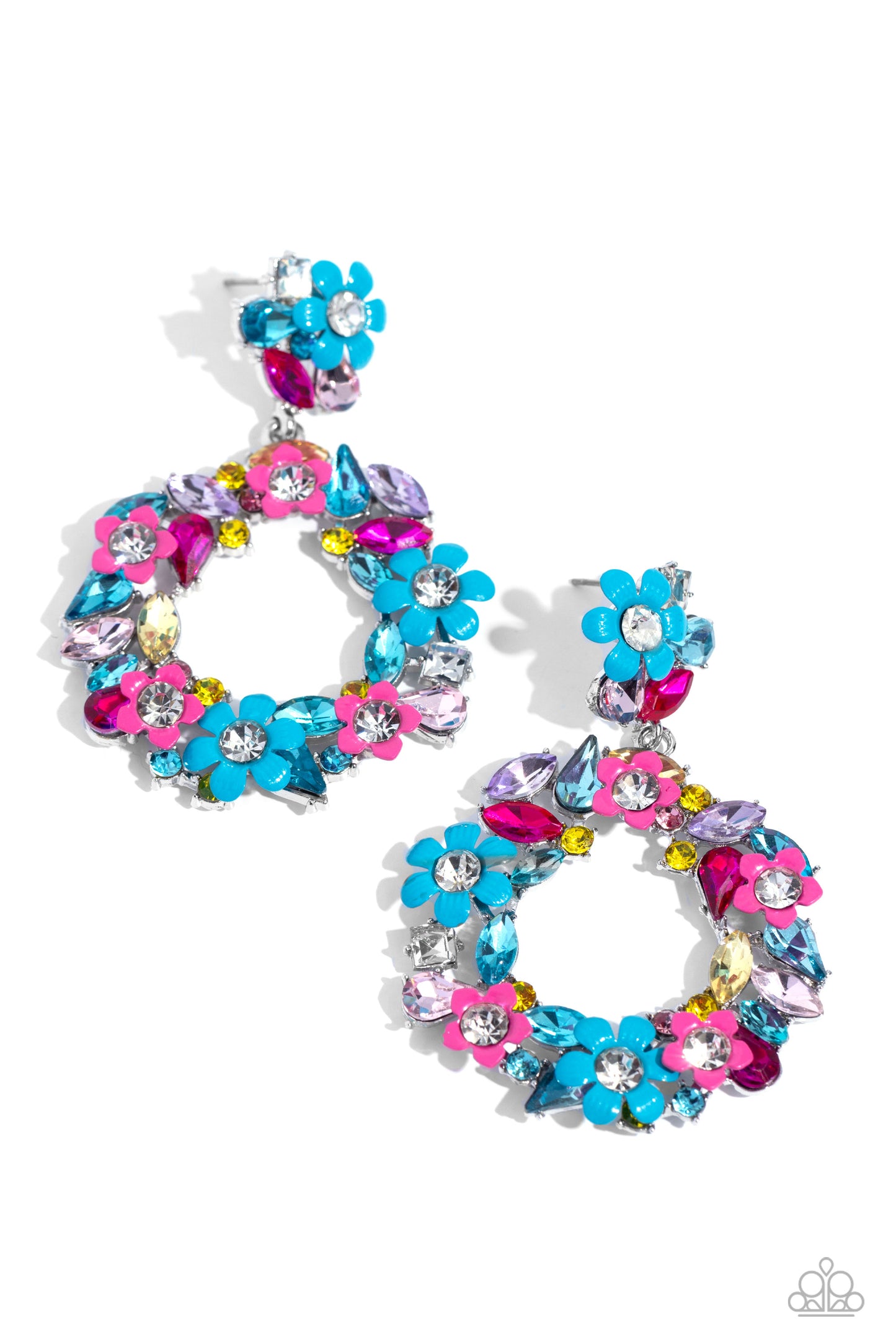 Wreathed in Wildflowers - Blue - Paparazzi Earrings