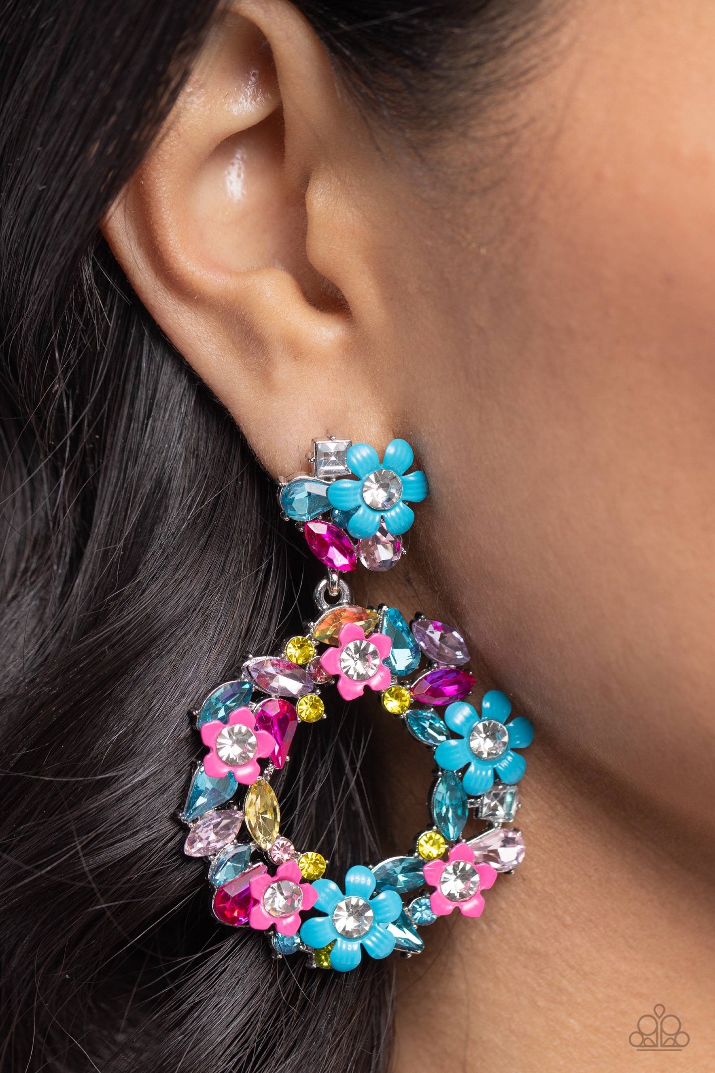 Wreathed in Wildflowers - Blue - Paparazzi Earrings