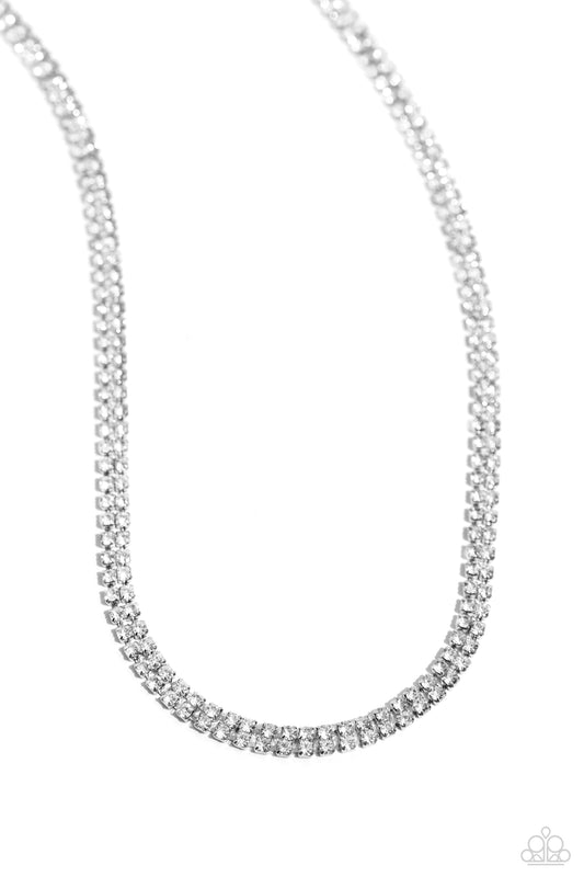 Dazzling Declaration - White - Paparazzi Necklace