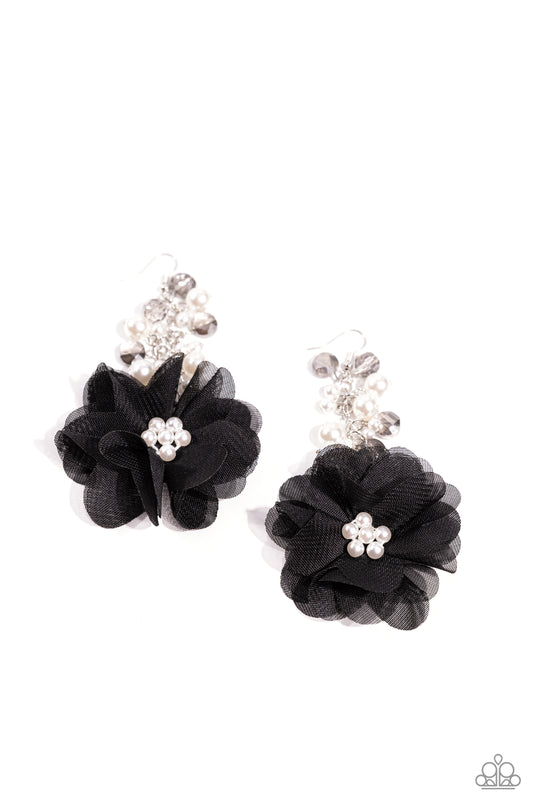 Fashionable Flower Girl - Black - Paparazzi Earrings