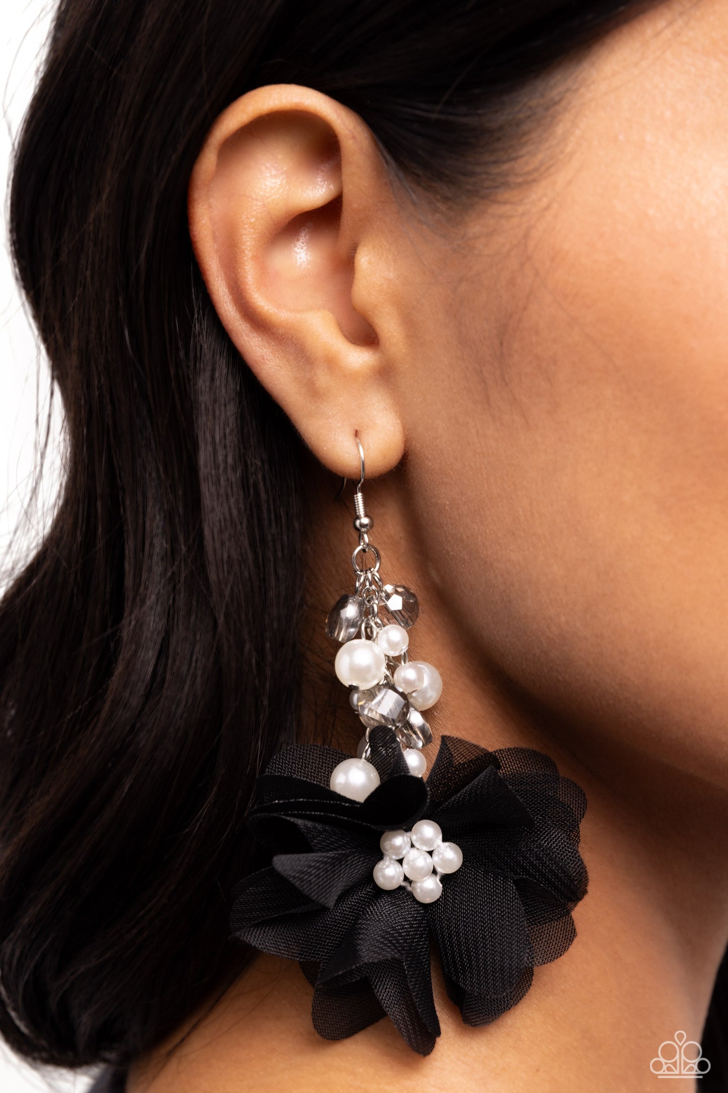 Fashionable Flower Girl - Black - Paparazzi Earrings