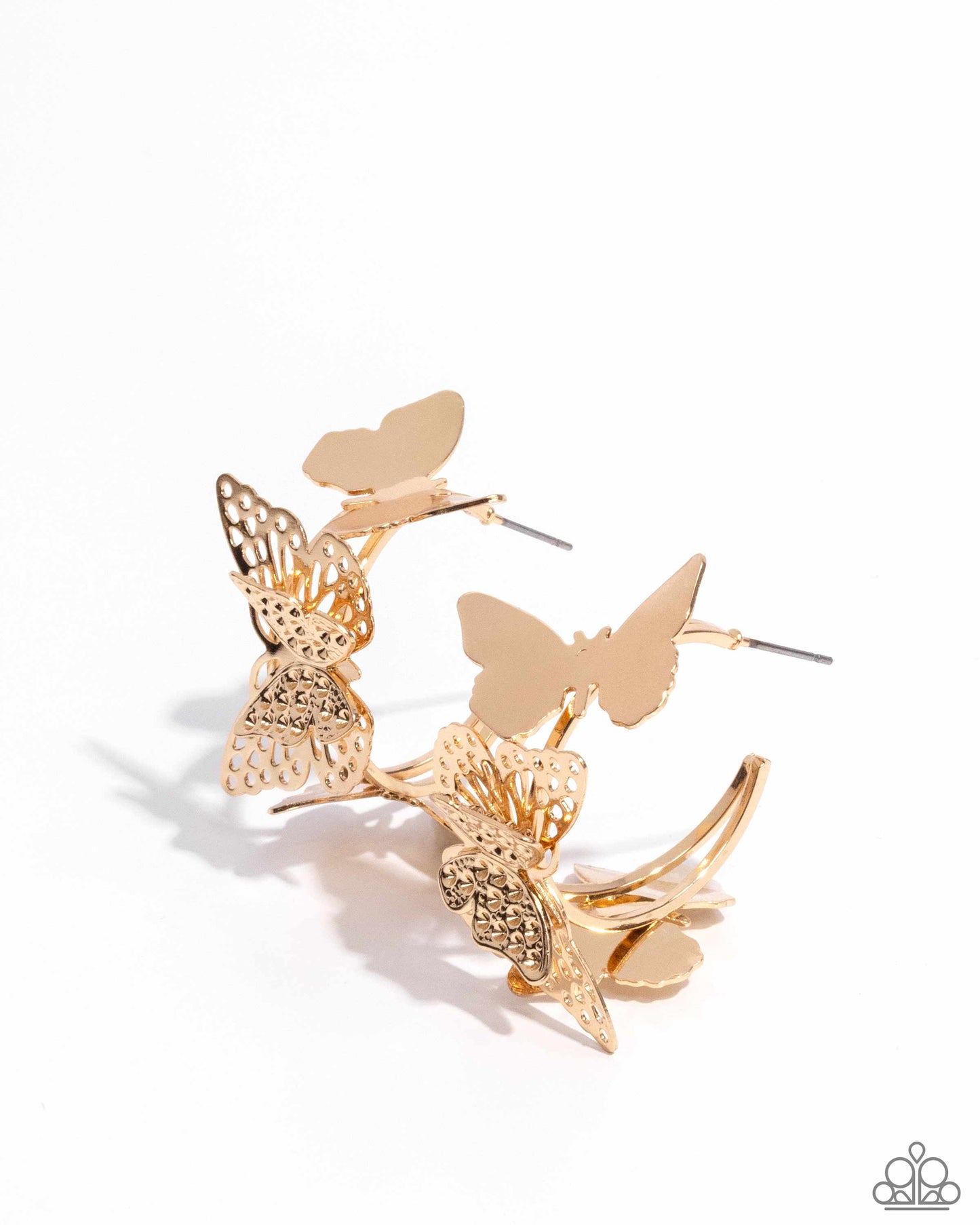 No WINGS Attached - Gold - Paparazzi Butterfly Earrings