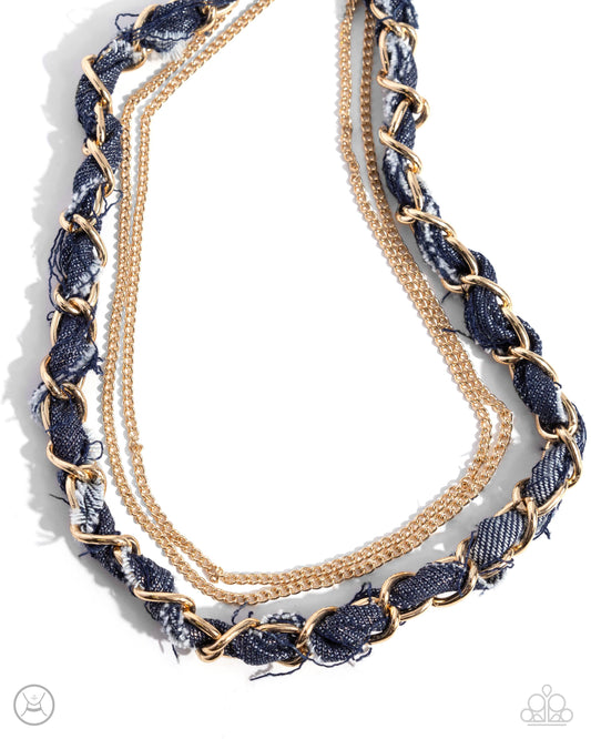 Denim Danger - Gold - Paparazzi Necklace