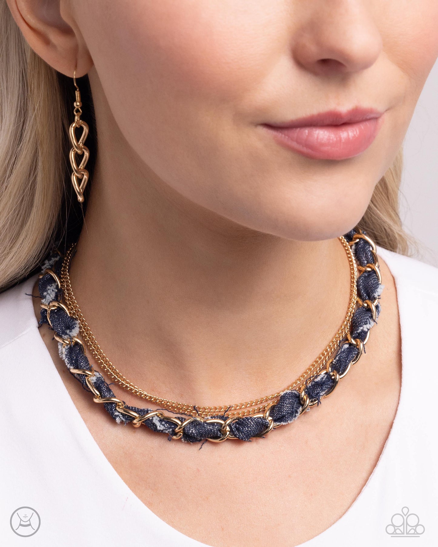 Denim Danger - Gold - Paparazzi Necklace