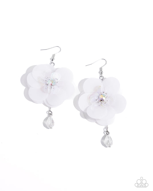 Oversized Opulence - White - Paparazzi Earrings