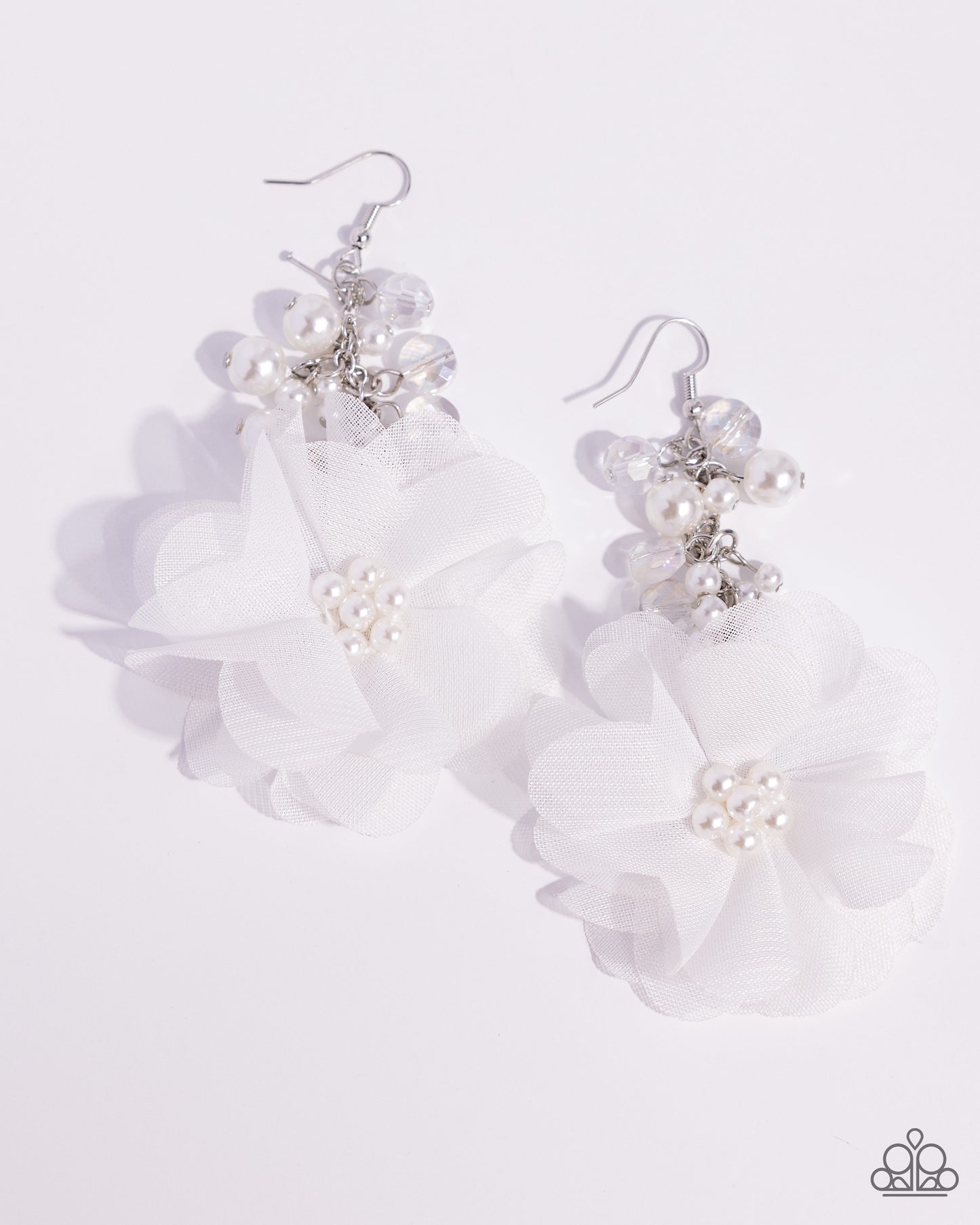 Fashionable Flower Girl - White - Paparazzi Earrings