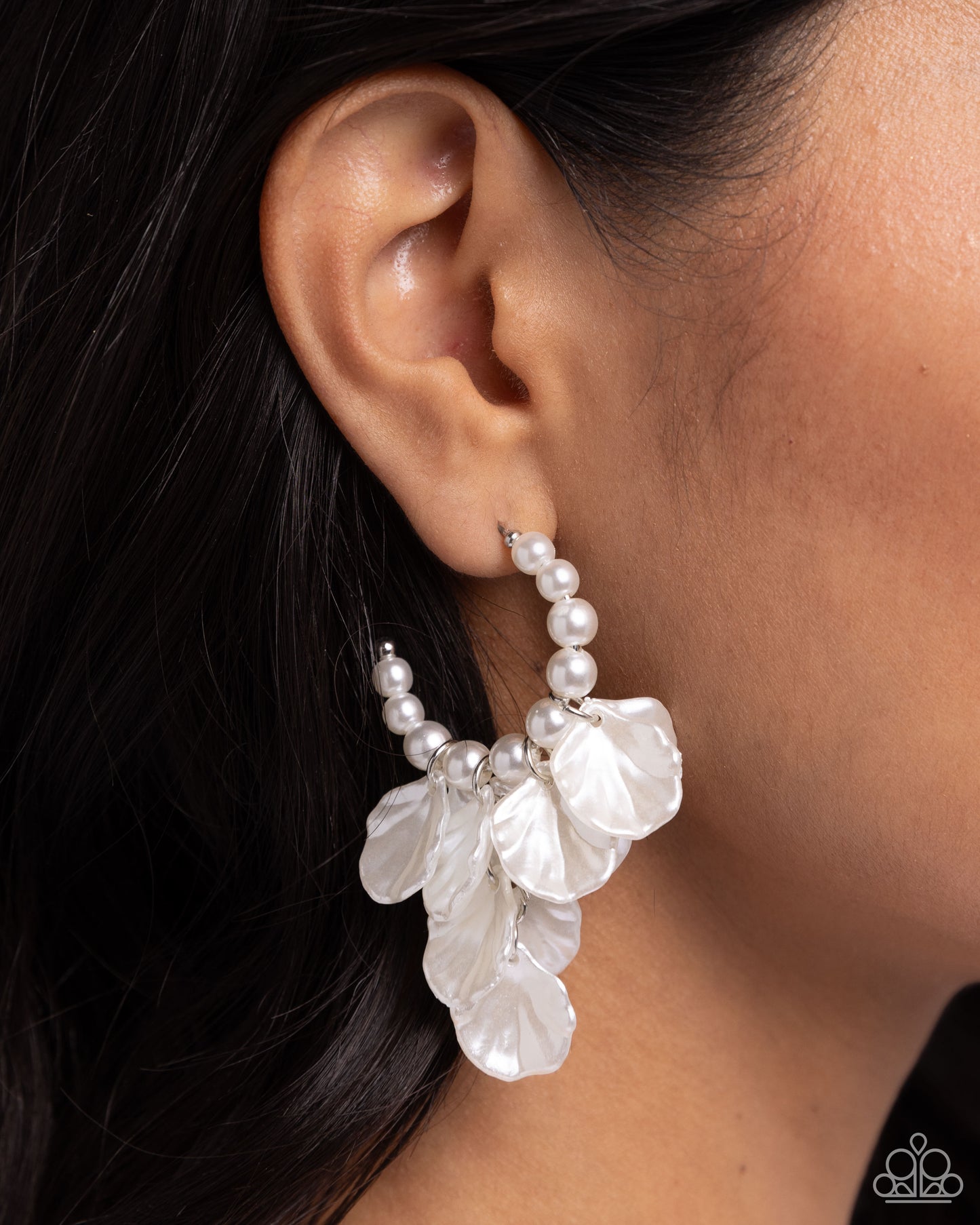 Frilly Feature - White - Paparazzi Earrings