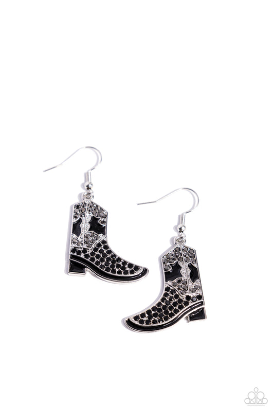 Boot Scootin Bling - Black - Paparazzi Earrings