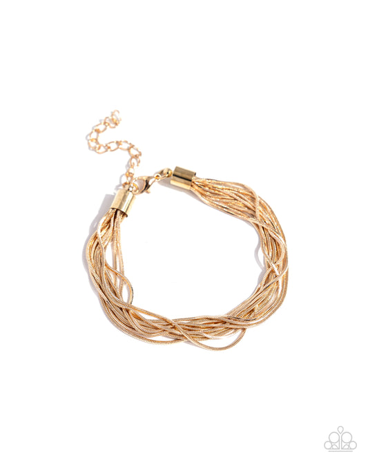 By a Show of STRANDS - Gold - Paparazzi Bracelet