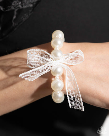 Girly Glam - White - Paparazzi Bracelet