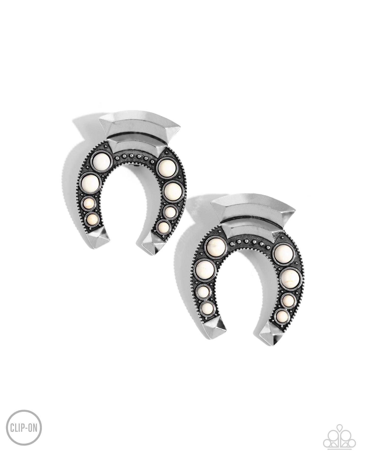 Harmonious Horseshoe - White Paparazzi Earrings