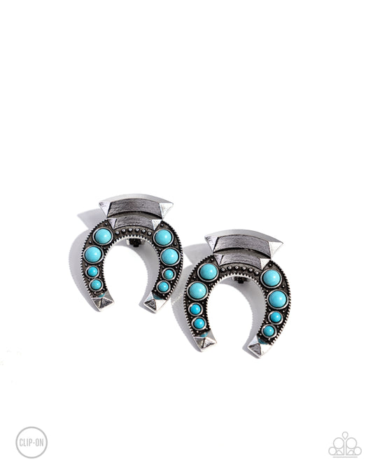 Harmonious Horseshoe - Blue - Paparazzi Clip On Earrings