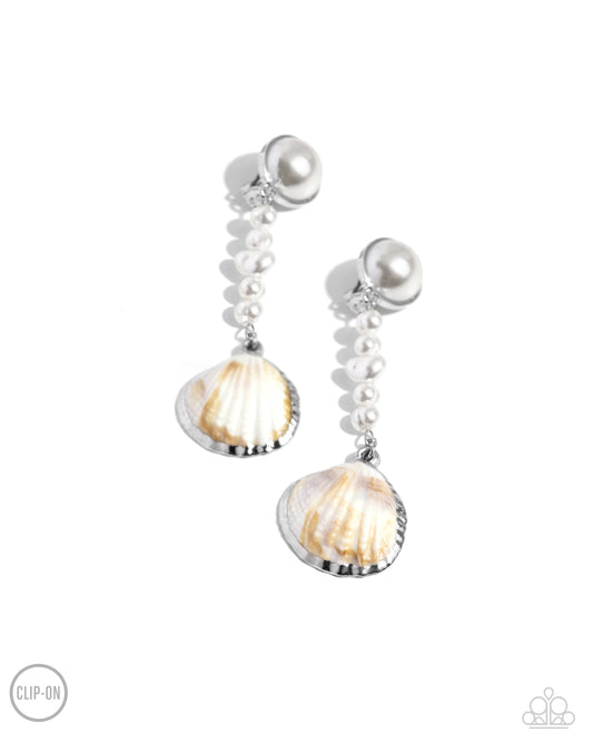 Oceanic Occasion - White - Paparazzi Earrings