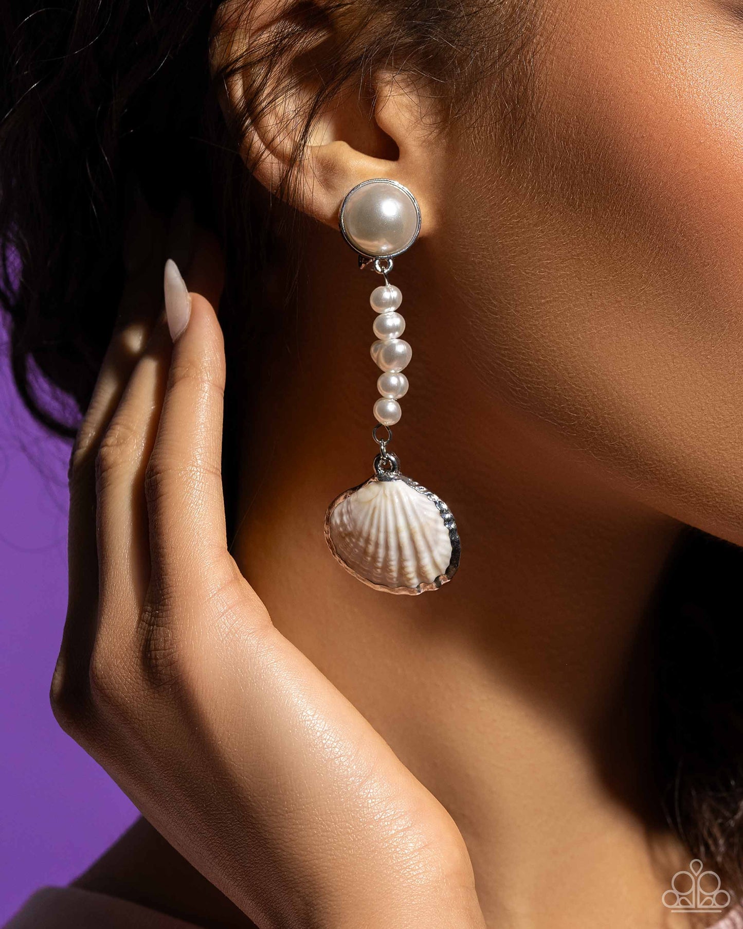 Oceanic Occasion - White - Paparazzi Earrings