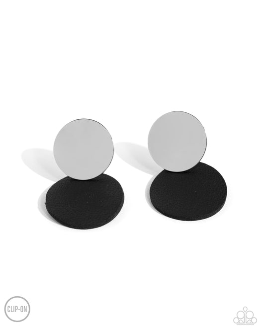 Leather Leader - Black - Paparazzi Clip On Earrings