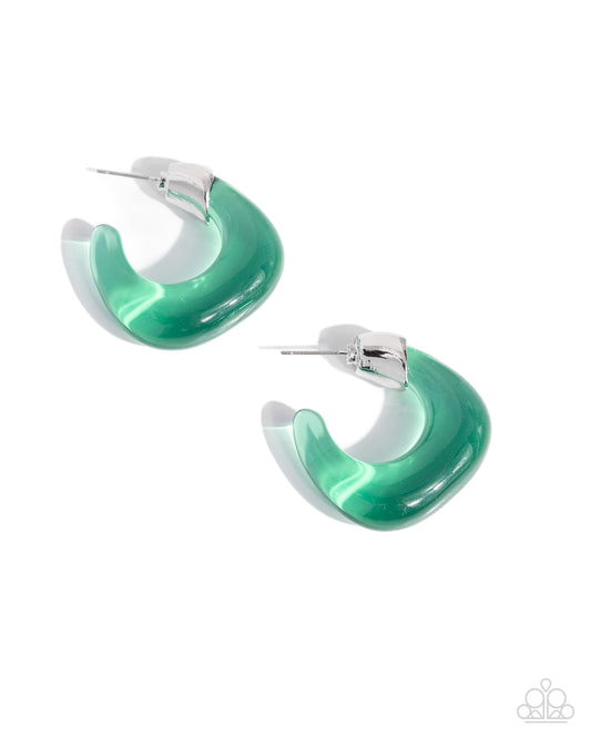 Clear Charm - Green - Paparazzi Earrings