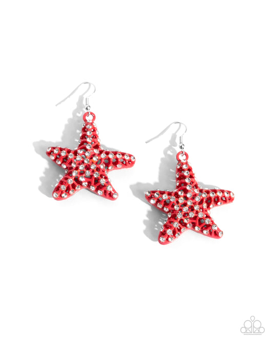 Skilled Starfish - Orange -Paparazzi Earrings