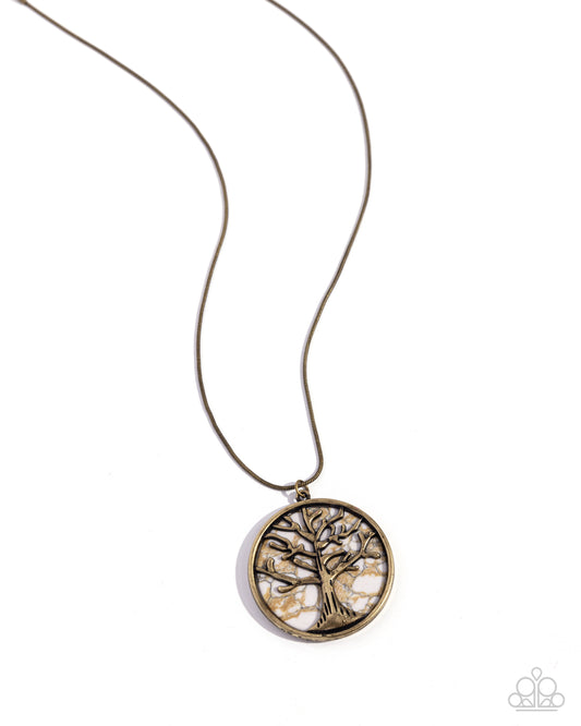 Tree Talisman - Brass - Paparazzi Necklace