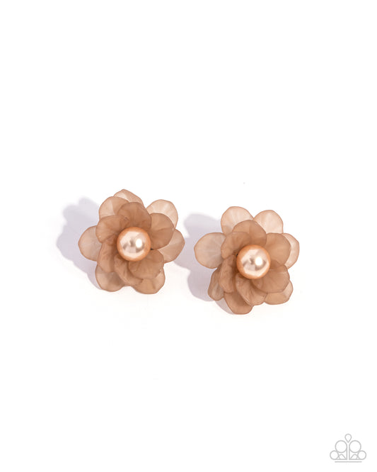 Blooming Backdrop - Brown - Paparazzi Earrings