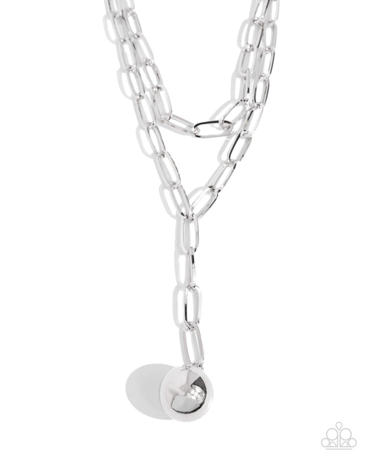 Balancing Ball - Silver - Paparazzi Necklace