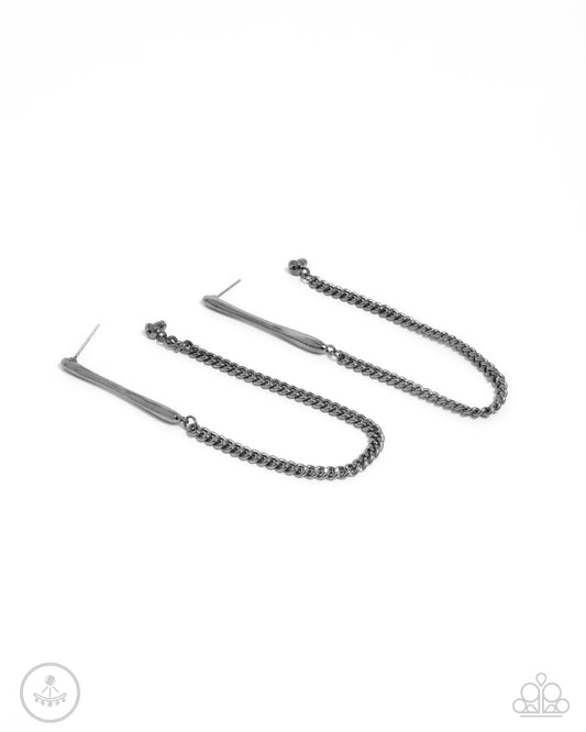 Trenchant Tease - Black - Paparazzi Earrings