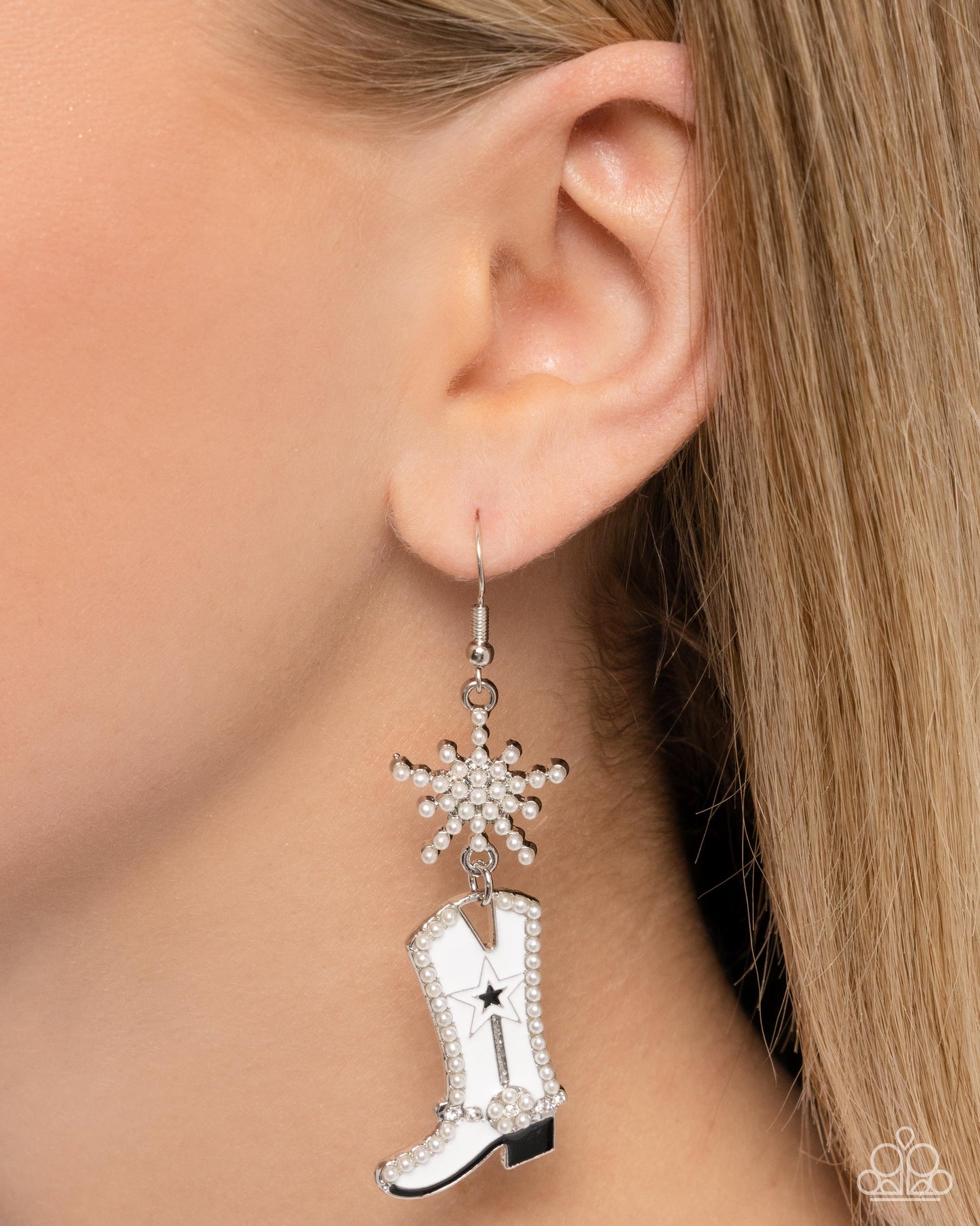 Compelling Cowboy - White - Paparazzi Earrings