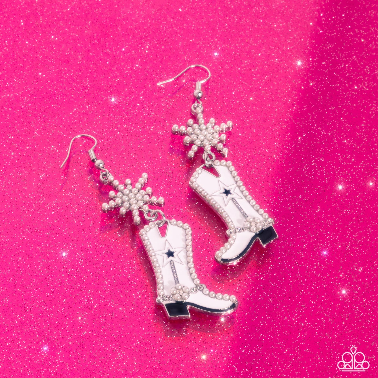 Compelling Cowboy - White - Paparazzi Earrings